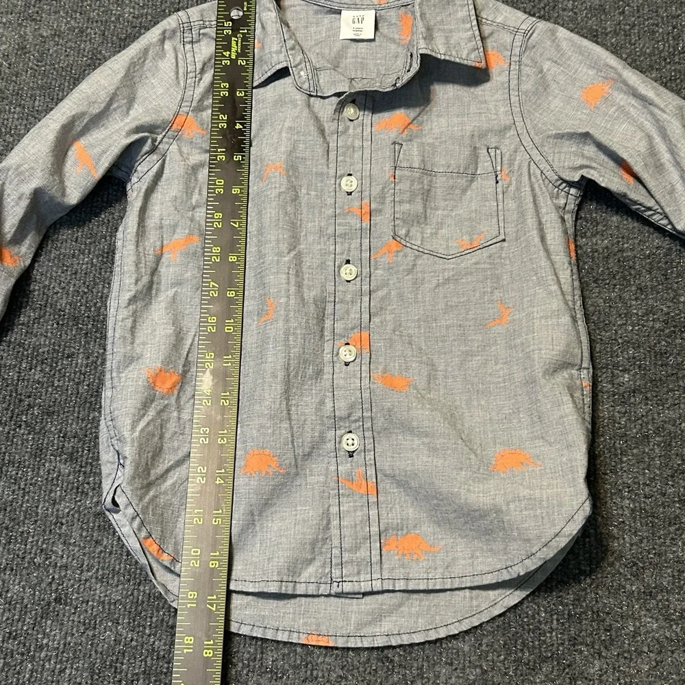 Baby Gap Shirt Boys‎ Size 4T Long Sleeve Button Up  Dinosaurs Roll Tab Sleeves